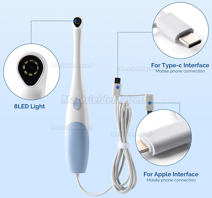 Caméra intraorale numérique dentaire Type-C/Micro USB 2 en 1, 2,0 MP